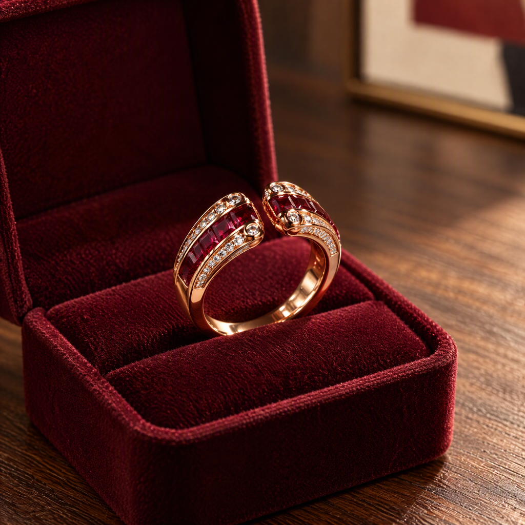 Light Luxury Ruby Princess Ring - Silver Gold-Plated Vintage Jewelry for Women