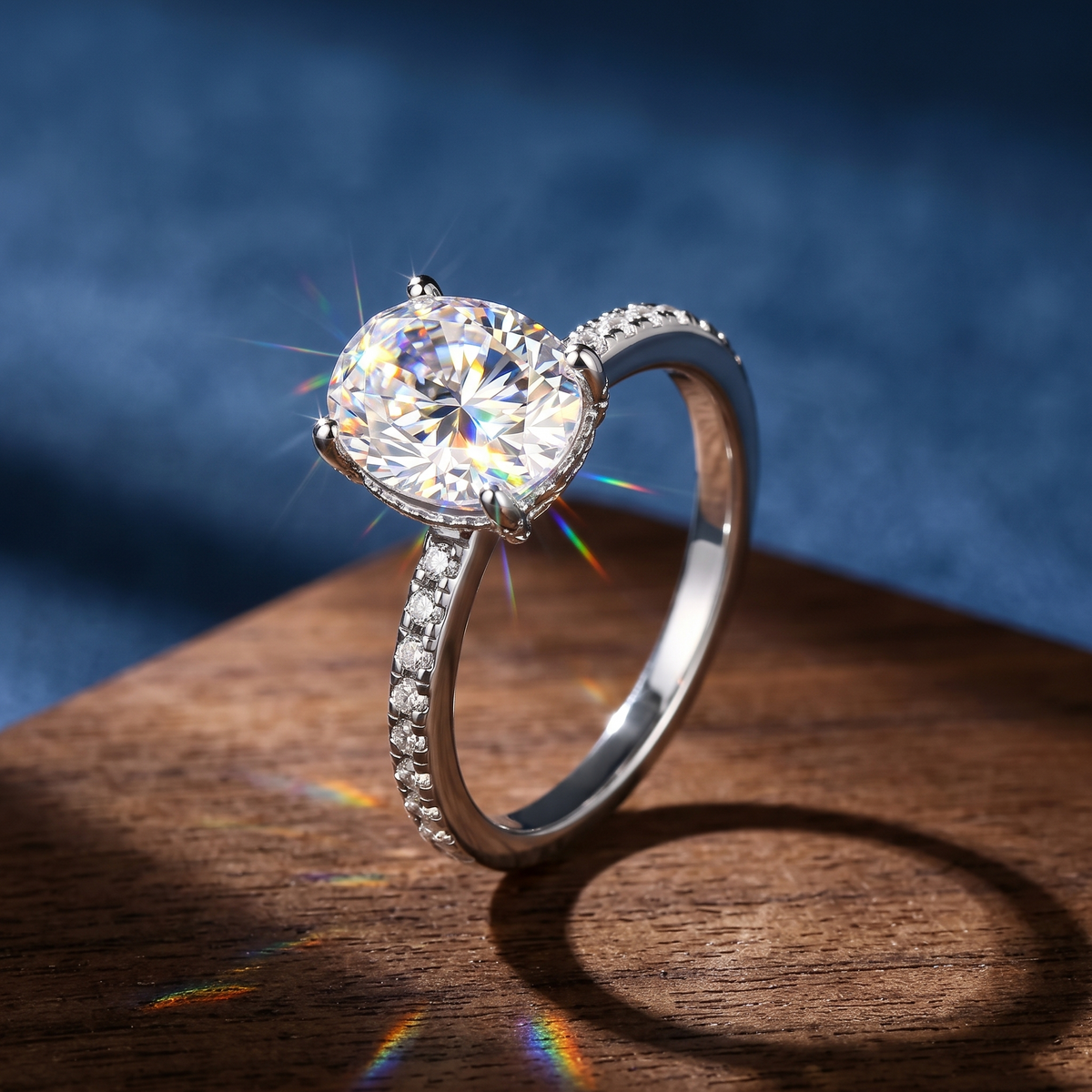 High-End S925 Silver 3 Carat Moissanite Oval Pigeon Egg Ring - Luxury Wedding Ring for Women