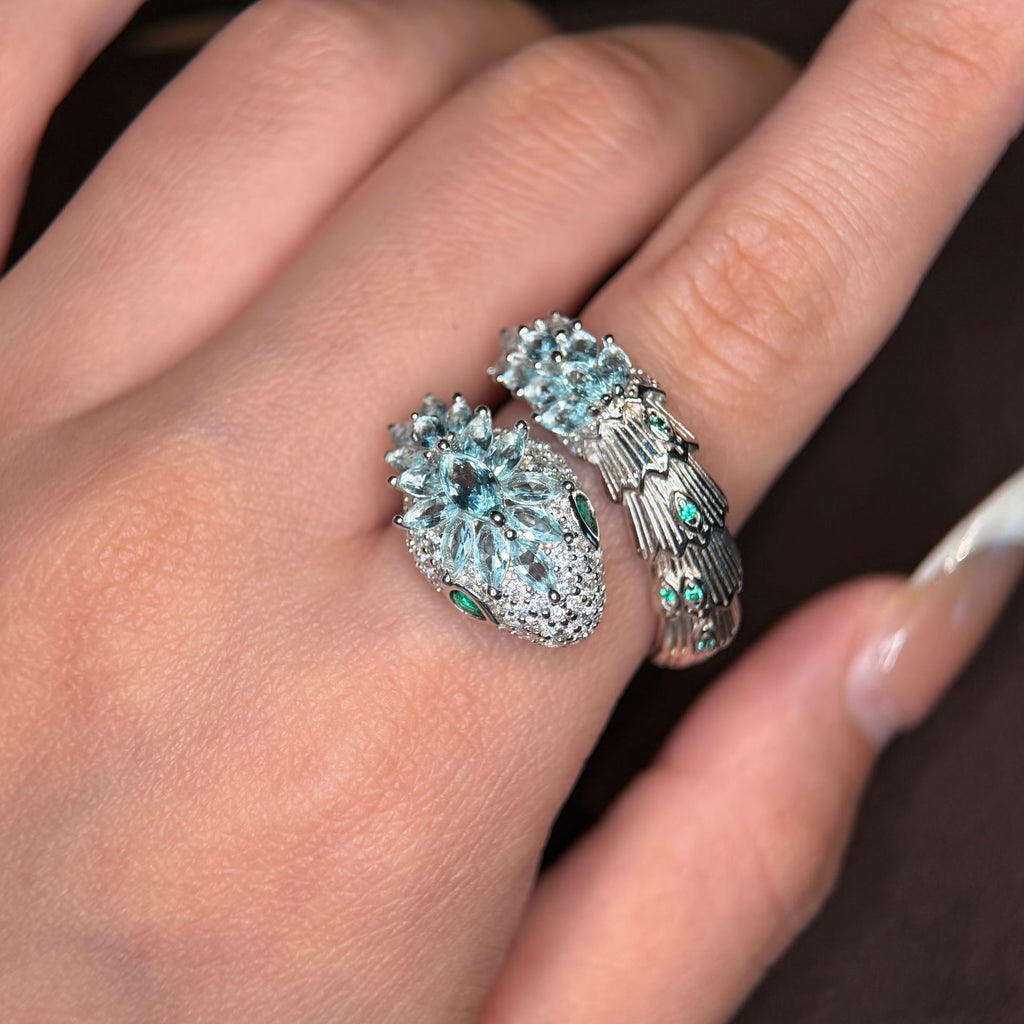 Vintage serpentine sterling silver ring, Art Deco animal-style jewelry, a gift for her
