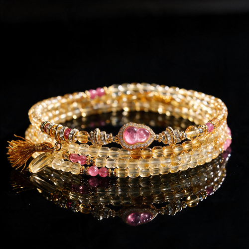 Citrine Crystal Layered Bracelet — Gold Heart Charm & Natural Stone Healing Jewelry - SpiritualQuiver