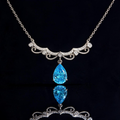 925 Sterling Silver Paraiba Teardrop Necklace - Elegant Edwardian Vintage Style