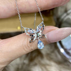Elegant Aquamarine Butterfly Necklace - A Touch of Serenity and Grace