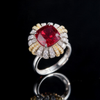 Vintage Art Deco Ruby Ring | Two-Tone Gold & Silver | 10-Carat Cushion Cut Gemstone