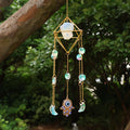 Crystal Suncatcher Rainbow Maker — Hamsa Charm Boho Window Hanging, Spiritual Home Decor Gift