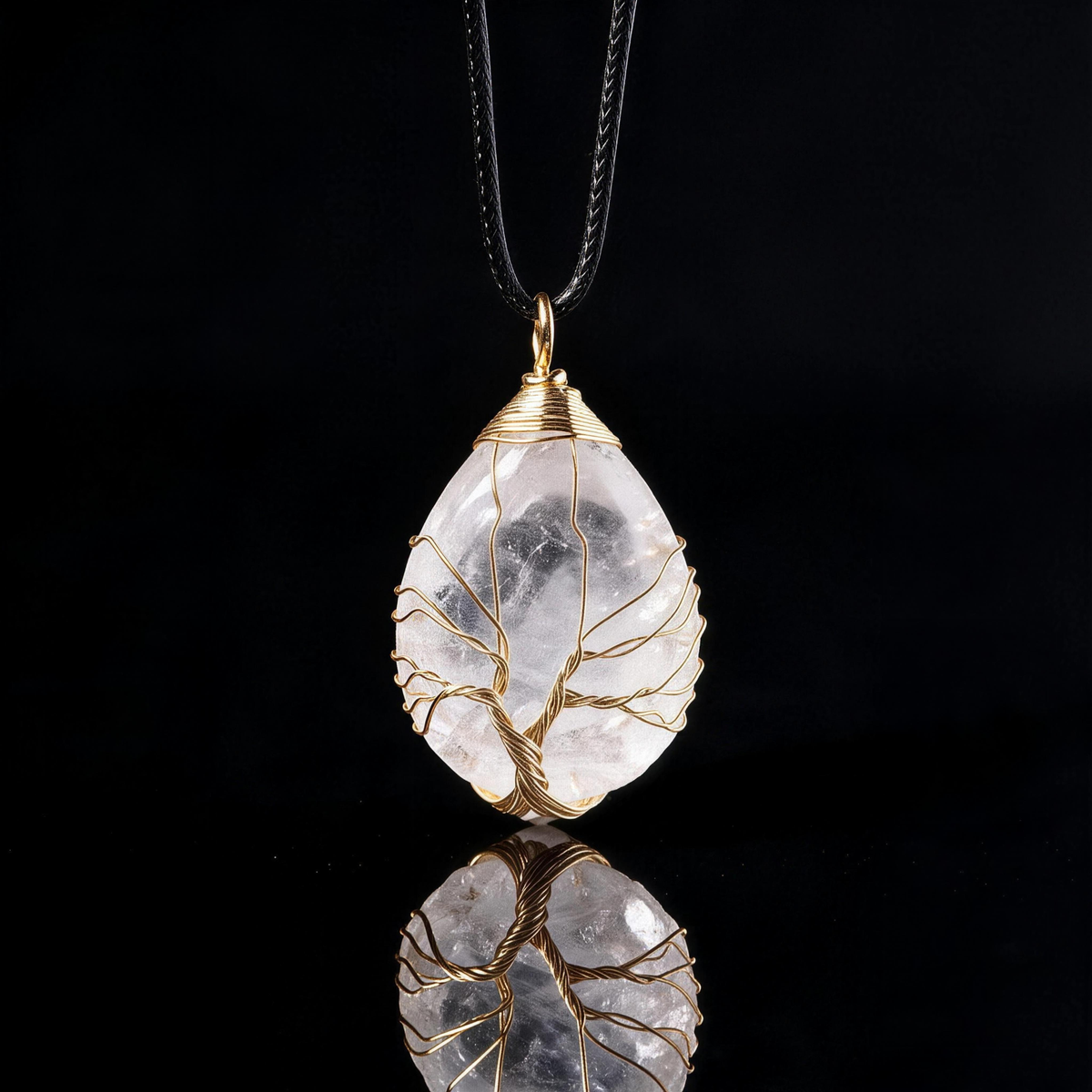Tree of Life Crystal Necklace — Natural Healing Stone Pendant, Spiritual Gift for Her