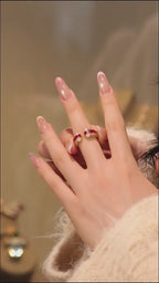 Light Luxury Ruby Princess Ring - Silver Gold-Plated Vintage Jewelry for Women