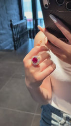 Vintage Art Deco Ruby Ring | Two-Tone Gold & Silver | 10-Carat Cushion Cut Gemstone