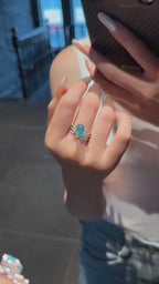 Sterling Silver Floral Vintage Ring with Pear-Cut Tourmaline Gemstone